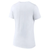 T-shirt à col en V blanc Milwaukee Bucks Fanatics pour femme