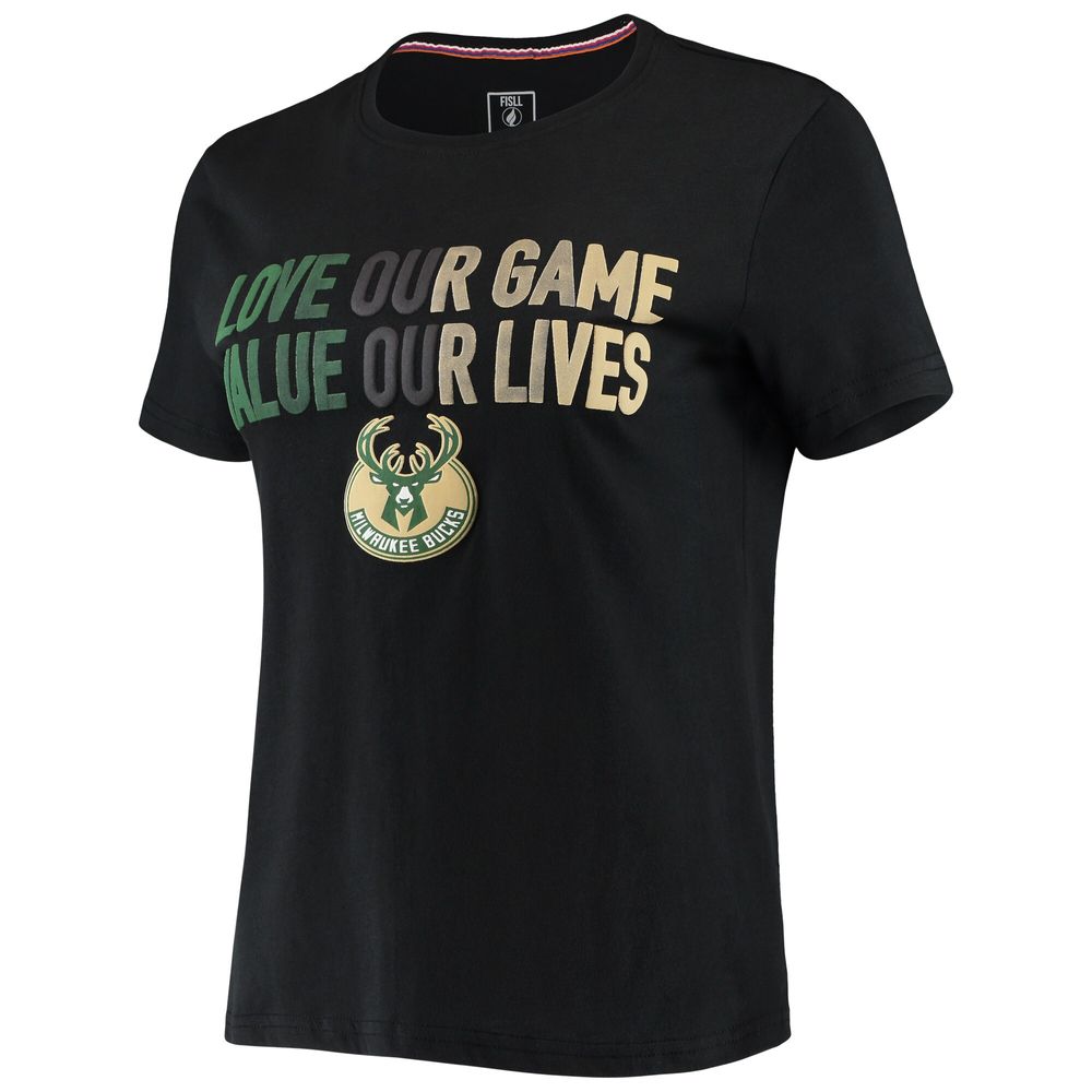 Women's FISLL Black Milwaukee Bucks Social Justice Team T-Shirt