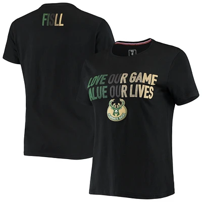 T-shirt de l'équipe justice sociale des Milwaukee Bucks FISLL noir pour femme