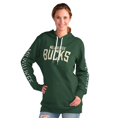 Sweat à capuche G-III 4Her pour femme par Carl Banks Green Milwaukee Bucks Base Coach