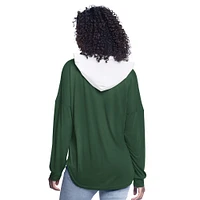 Haut à capuche surdimensionné manches longues pour femme G-III 4Her par Carl Banks Hunter Green Milwaukee Bucks Bench Player