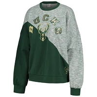 Women's G-III 4Her by Carl Banks Hunter Green Milwaukee Bucks Benches Split Pullover Sweatshirt