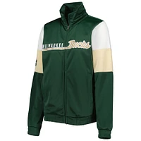 Women's G-III 4Her by Carl Banks Hunter Green Milwaukee Bucks Change Up Full-Zip Track Jacket