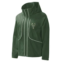 Sweat à capuche zippé pour femme G-III 4Her by Carl Banks Hunter Green Milwaukee Bucks Last Shot