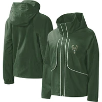 Sweat à capuche zippé pour femme G-III 4Her by Carl Banks Hunter Green Milwaukee Bucks Last Shot