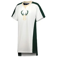 Robe t-shirt lancer libre des Milwaukee Bucks G-III 4Her by Carl Banks pour femme, blanc