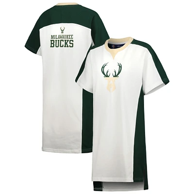 Robe t-shirt lancer libre des Milwaukee Bucks G-III 4Her by Carl Banks pour femme, blanc