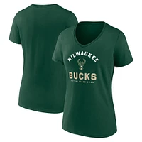Women's  Hunter Green Milwaukee Bucks Unrivaled V-Neck T-Shirt