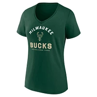 Women's  Hunter Green Milwaukee Bucks Unrivaled V-Neck T-Shirt