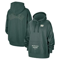 Women's Jordan Brand  Green Milwaukee Bucks Courtside Statement Edition Oversize Pullover Hoodie