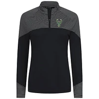 Women's Levelwear Black Milwaukee Bucks Classic Stripes Quarter-Zip Top