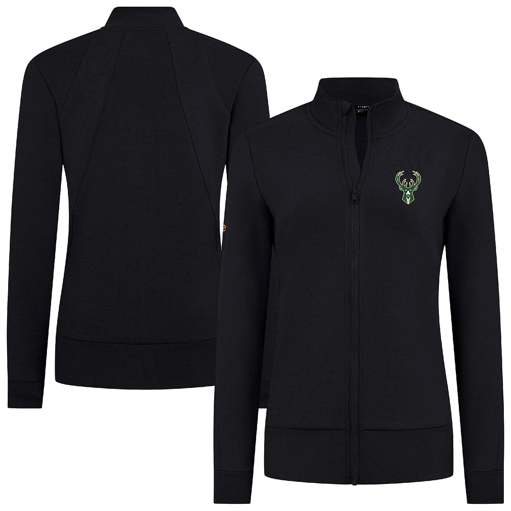 Women's Levelwear Black Milwaukee Bucks Shine Full-Zip Jacket
