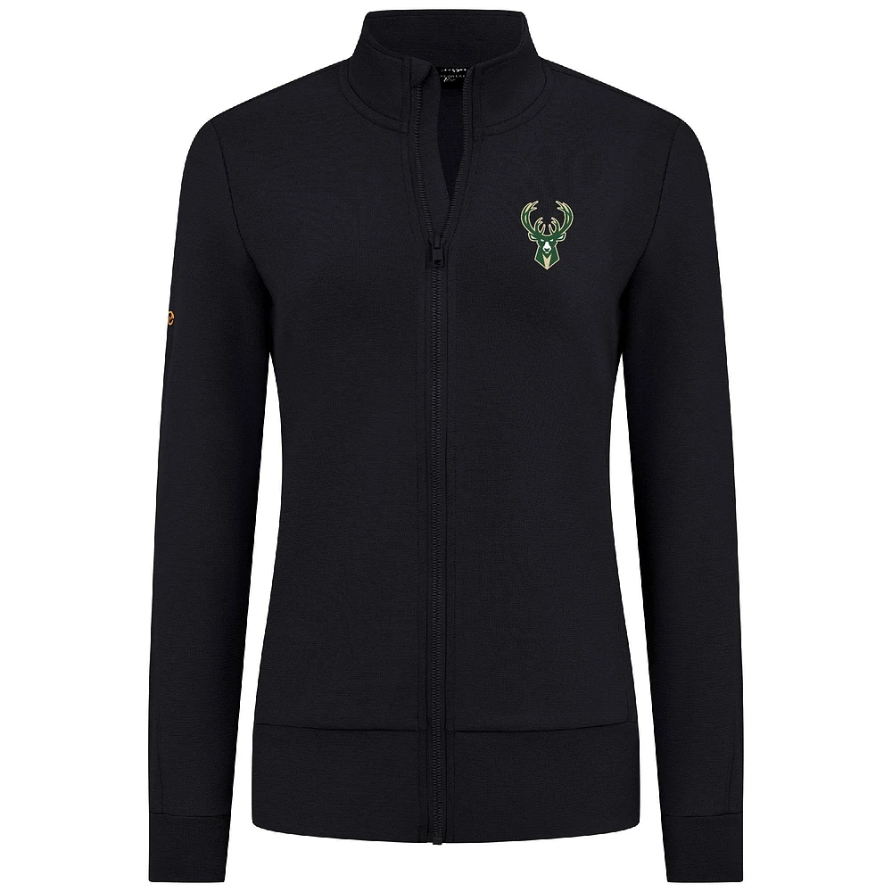 Women's Levelwear Black Milwaukee Bucks Shine Full-Zip Jacket