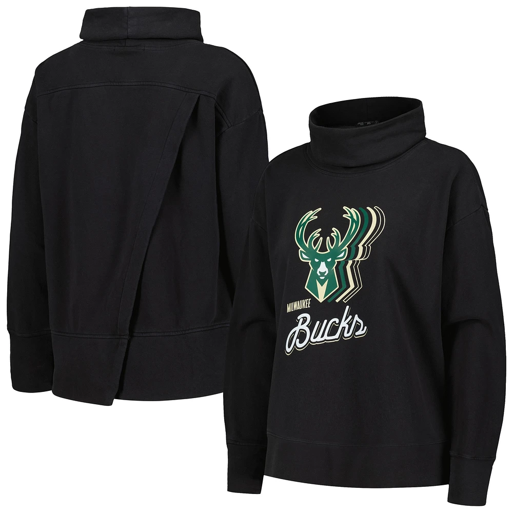 Sweat-shirt noir Milwaukee Bucks Sunset pour femmes Levelwear