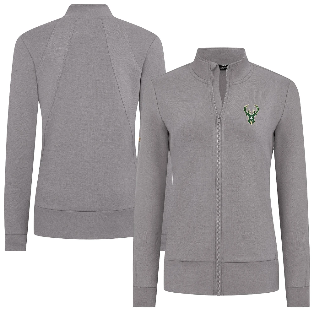 Women's Levelwear Gray Milwaukee Bucks Shine Full-Zip Jacket