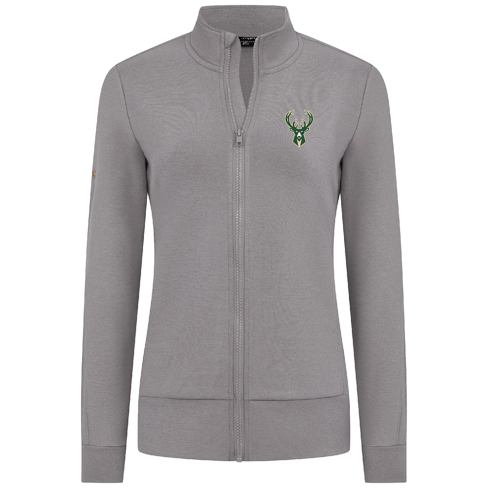 Women's Levelwear Gray Milwaukee Bucks Shine Full-Zip Jacket