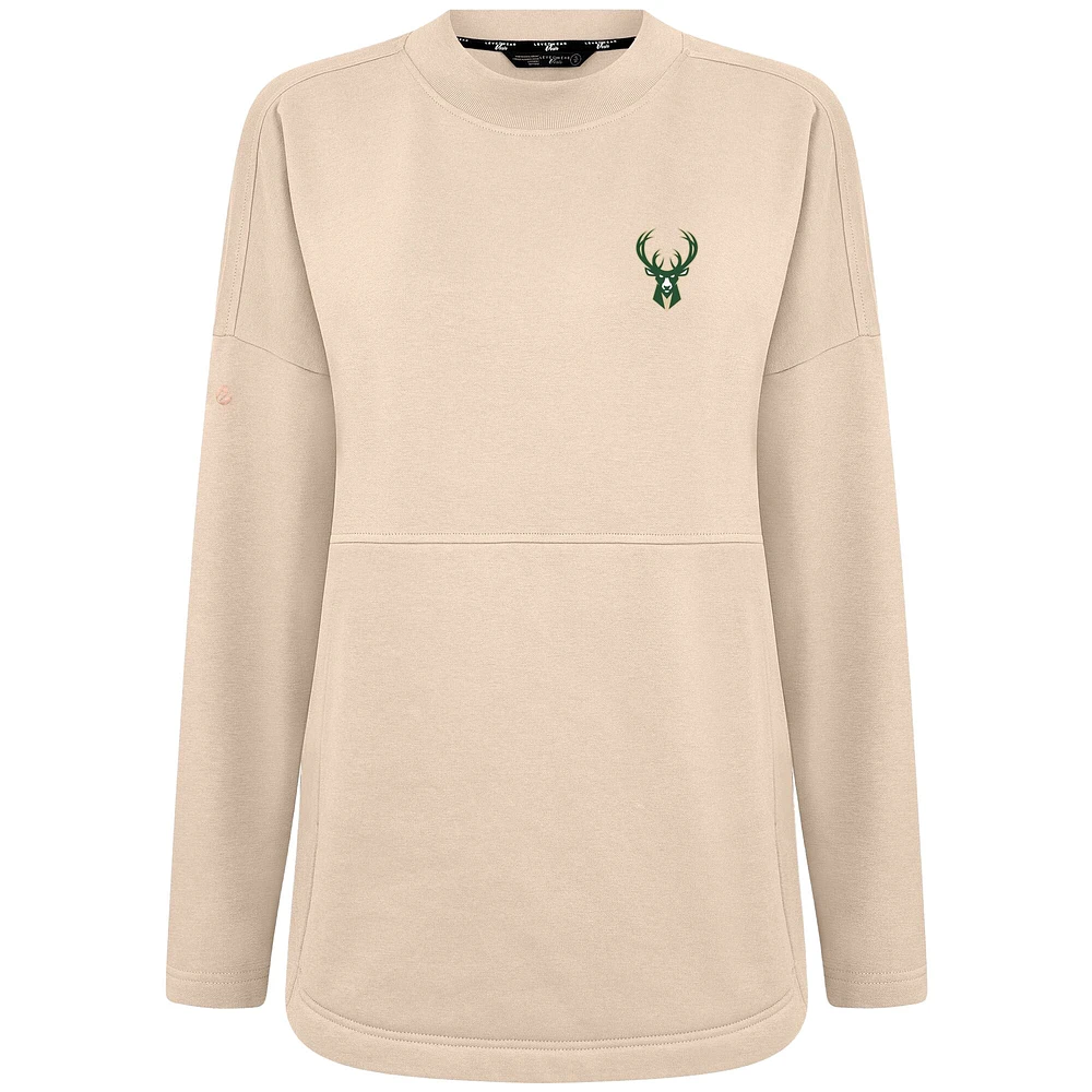 Women's Levelwear Khaki Milwaukee Bucks Beaudry Pullover Sweatshirt