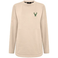 Women's Levelwear Khaki Milwaukee Bucks Beaudry Pullover Sweatshirt