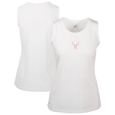Women's Levelwear  White Milwaukee Bucks Mother's Day Macy Core Logo Tank Top