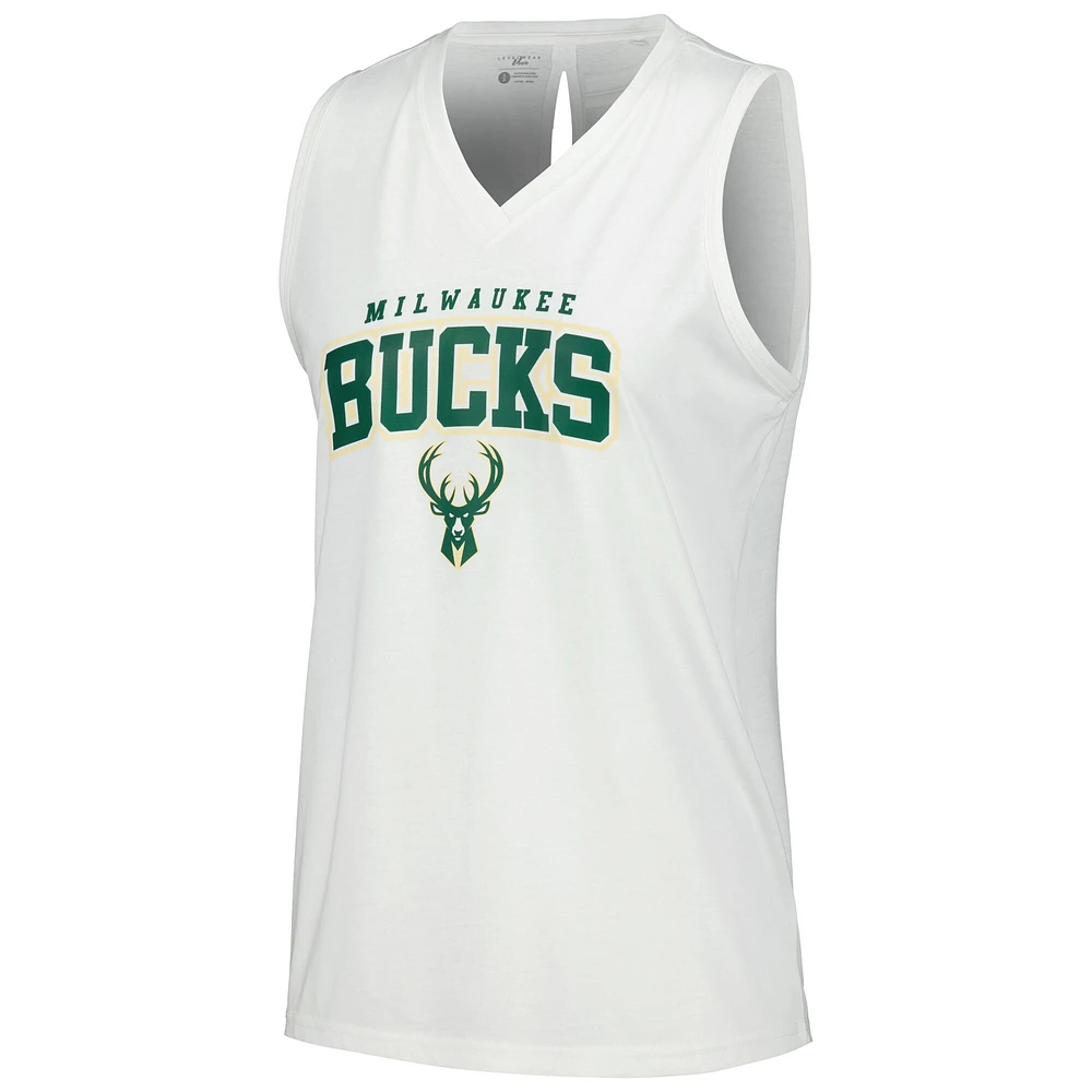 Débardeur blanc Milwaukee Bucks Paisley Peekaboo Levelwear pour femmes