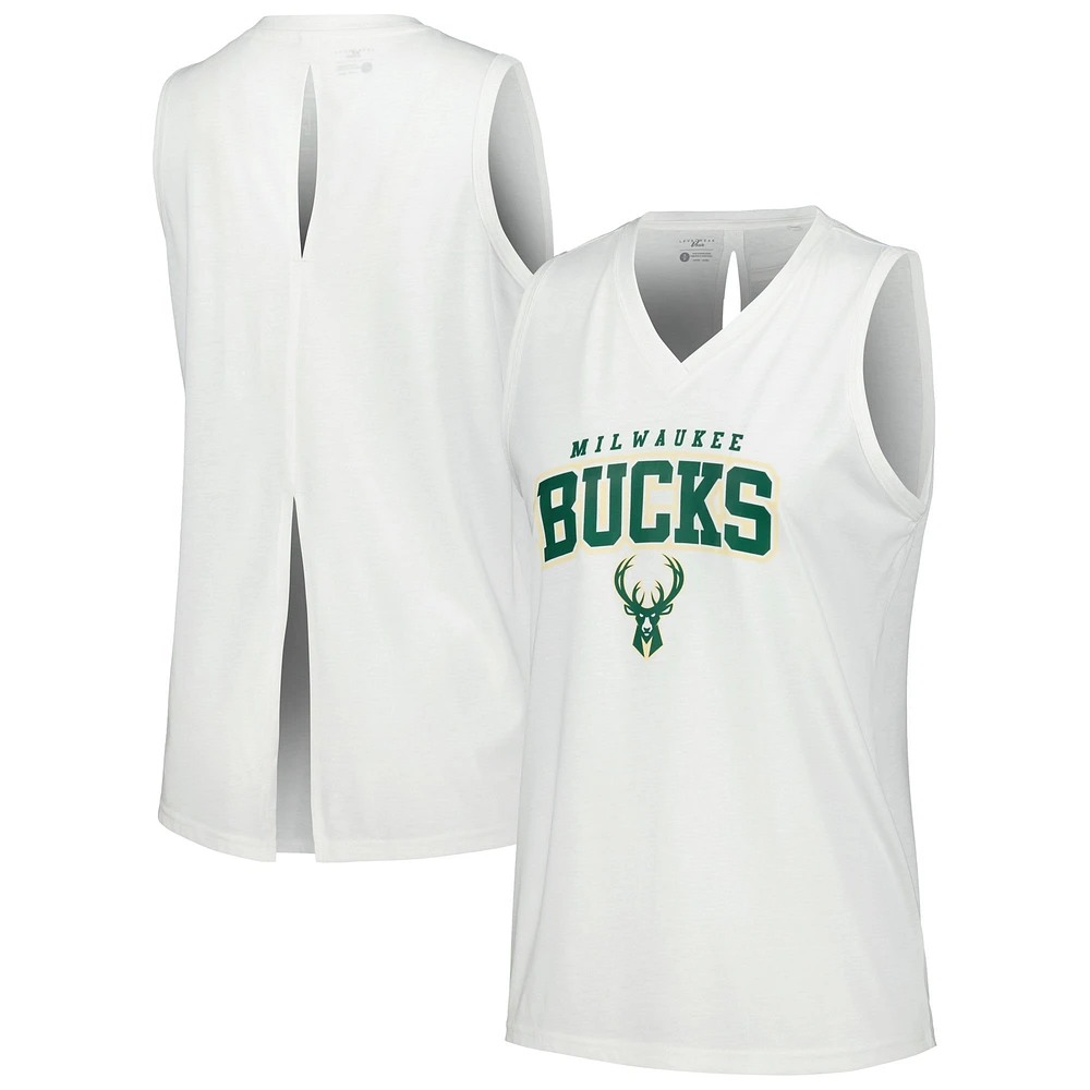 Débardeur blanc Milwaukee Bucks Paisley Peekaboo Levelwear pour femmes