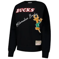 Women's Mitchell & Ness Black Milwaukee Bucks Hardwood Classics Home Team Pullover Sweatshirt