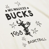 Women's Mitchell & Ness Cream Milwaukee Bucks Hardwood Classics Pullover Sweatshirt