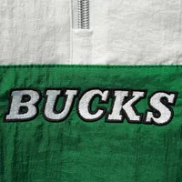 Women's Mitchell & Ness Green Milwaukee Bucks Half-Zip Windbreaker 2.0 Hoodie