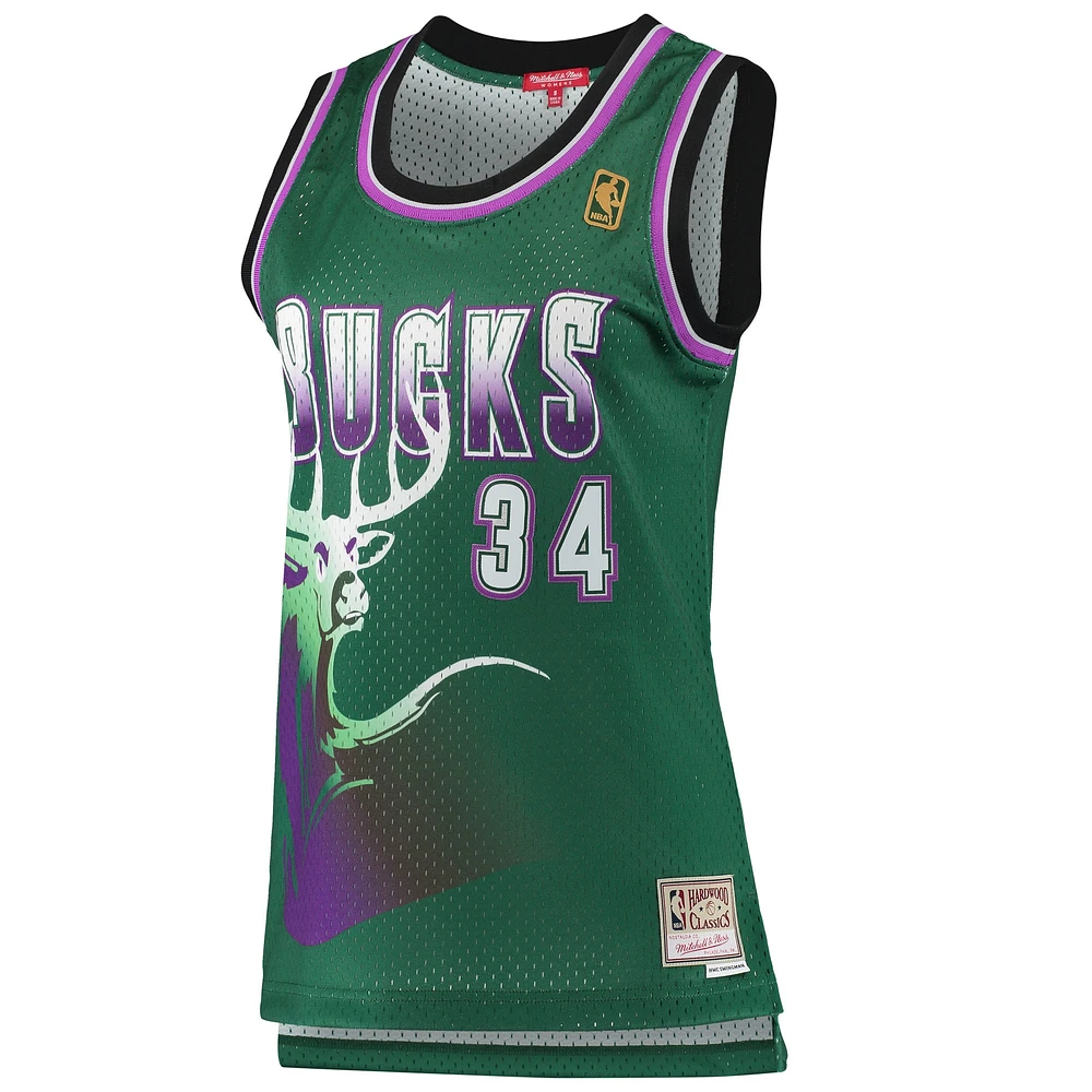 Women's Mitchell & Ness Ray Allen Green Milwaukee Bucks 1996/97 Hardwood Classics Swingman Jersey