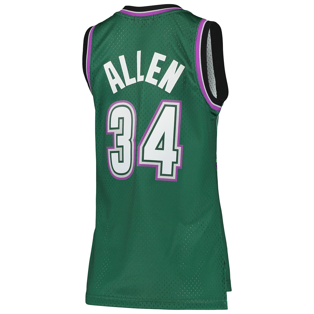 Women's Mitchell & Ness Ray Allen Green Milwaukee Bucks 1996/97 Hardwood Classics Swingman Jersey