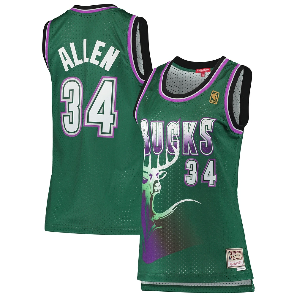 Maillot Swingman Mitchell & Ness Ray Allen vert Milwaukee Bucks 1996/97 Hardwood Classics pour femme