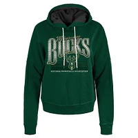 Women's New Era Hunter Green Milwaukee Bucks Boxy Pullover Hoodie