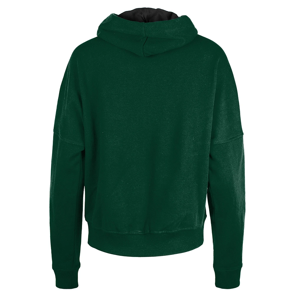 Women's New Era Hunter Green Milwaukee Bucks Boxy Pullover Hoodie