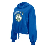 Women's New Era Royal Milwaukee Bucks 2024/25 City Edition Cropped Pullover Hoodie