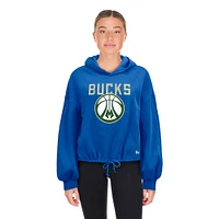 Women's New Era Royal Milwaukee Bucks 2024/25 City Edition Cropped Pullover Hoodie