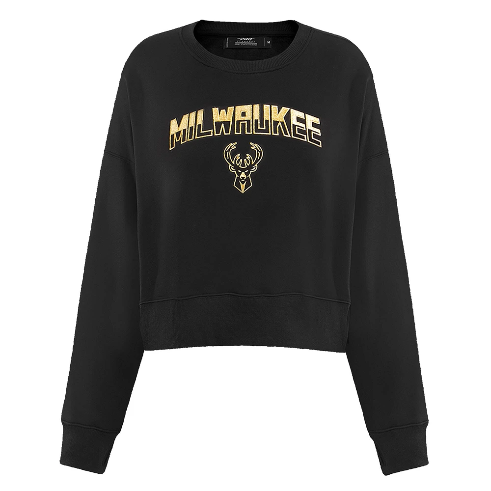 Sweat-shirt court Pro Standard noir Milwaukee Bucks Glam pour femmes