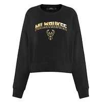 Sweat-shirt court Pro Standard noir Milwaukee Bucks Glam pour femmes