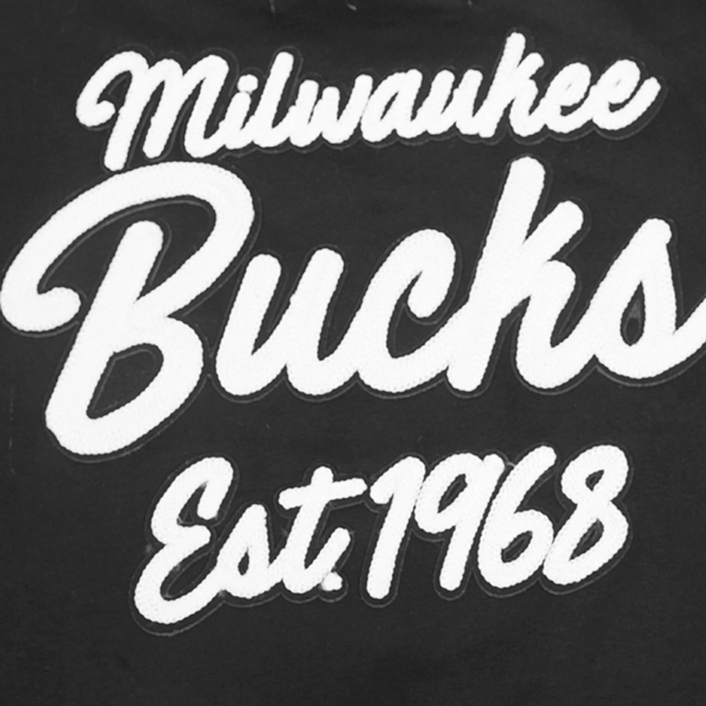 Women's Pro Standard Black Milwaukee Bucks Paint The City Cropped Pullover Sweatshirt