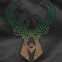 Veste Pro Standard noire à boutons-pression en satin et strass pour femme des Milwaukee Bucks