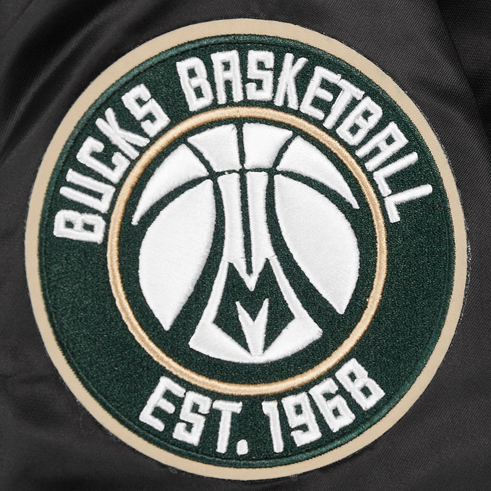 Veste Pro Standard noire à boutons-pression en satin et strass pour femme des Milwaukee Bucks