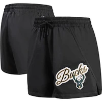 Short tissé Pro Standard noir Milwaukee Bucks Script pour femme