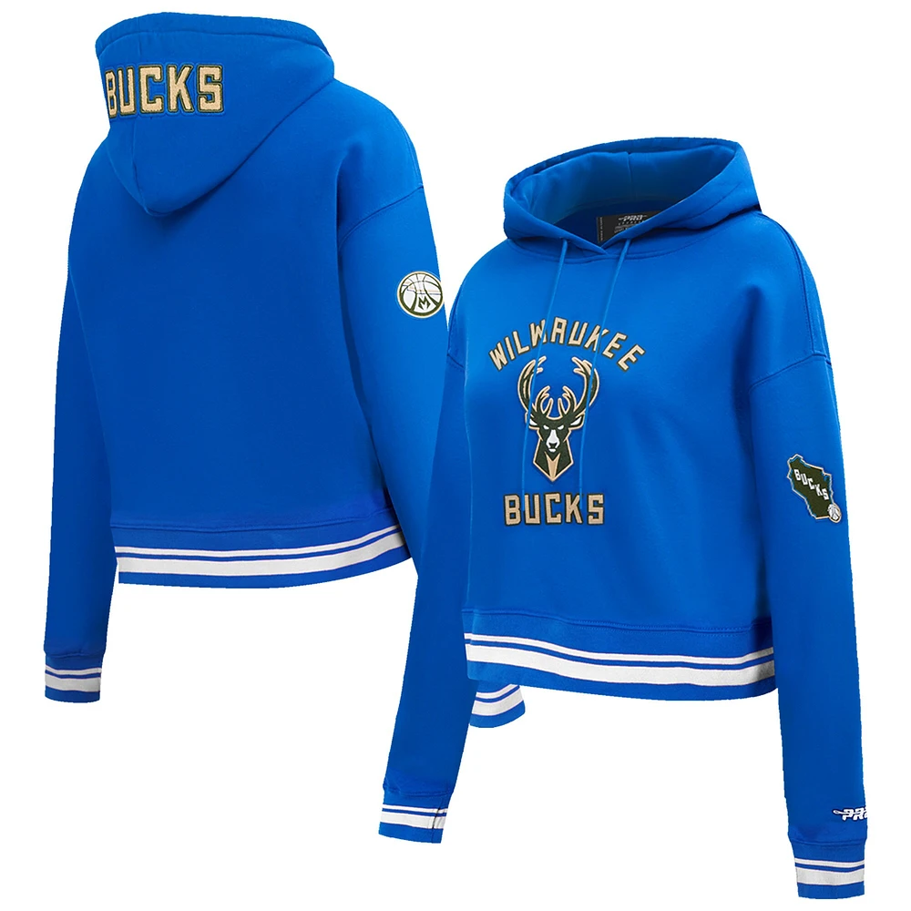 Sweat à capuche court en chenille pour femme Pro Standard Blue Milwaukee Bucks City Edition 2024/25