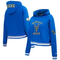 Sweat à capuche court en chenille pour femme Pro Standard Blue Milwaukee Bucks City Edition 2024/25