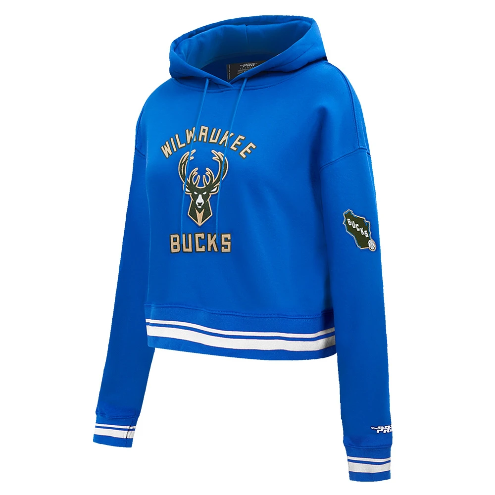 Sweat à capuche court en chenille pour femme Pro Standard Blue Milwaukee Bucks City Edition 2024/25