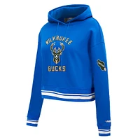 Sweat à capuche court en chenille pour femme Pro Standard Blue Milwaukee Bucks City Edition 2024/25