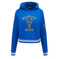 Sweat à capuche court en chenille pour femme Pro Standard Blue Milwaukee Bucks City Edition 2024/25