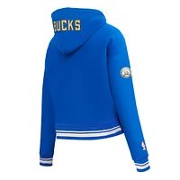 Sweat à capuche court en chenille pour femme Pro Standard Blue Milwaukee Bucks City Edition 2024/25