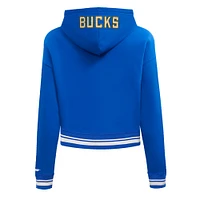 Sweat à capuche court en chenille pour femme Pro Standard Blue Milwaukee Bucks City Edition 2024/25