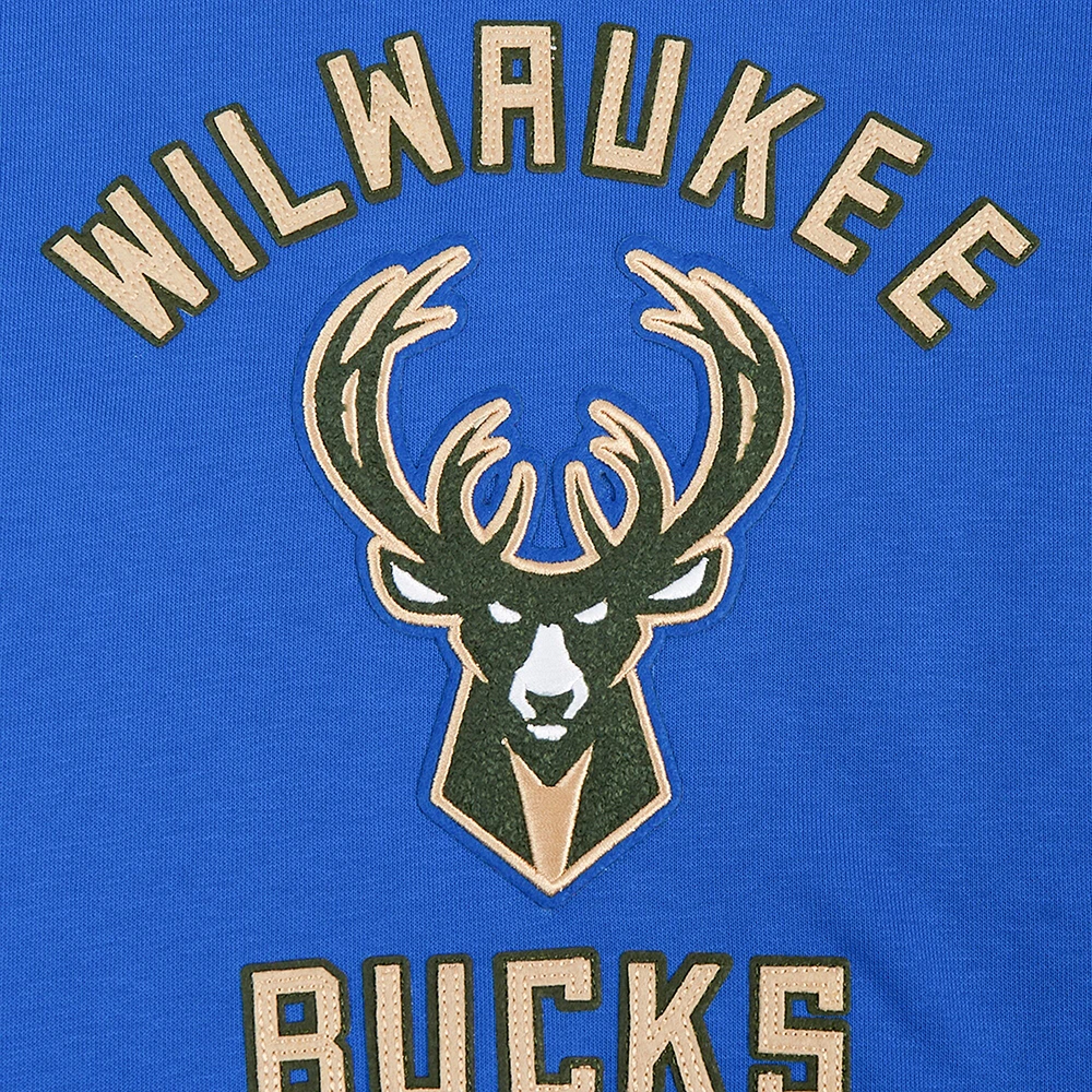 Sweat à capuche court en chenille pour femme Pro Standard Blue Milwaukee Bucks City Edition 2024/25