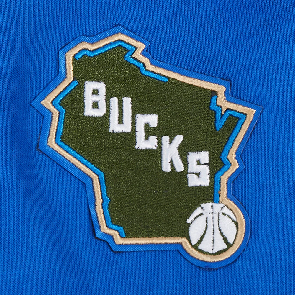 Sweat à capuche court en chenille pour femme Pro Standard Blue Milwaukee Bucks City Edition 2024/25